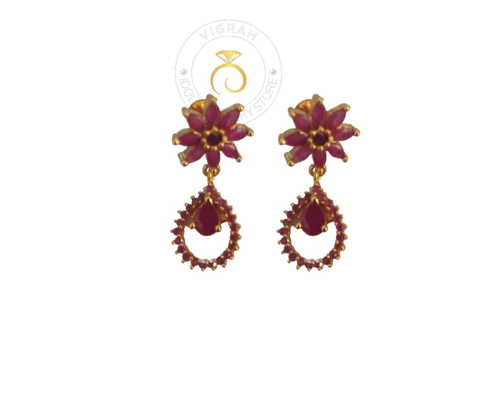 Sona Creation Gold Plated AD Stone Stud Earrings